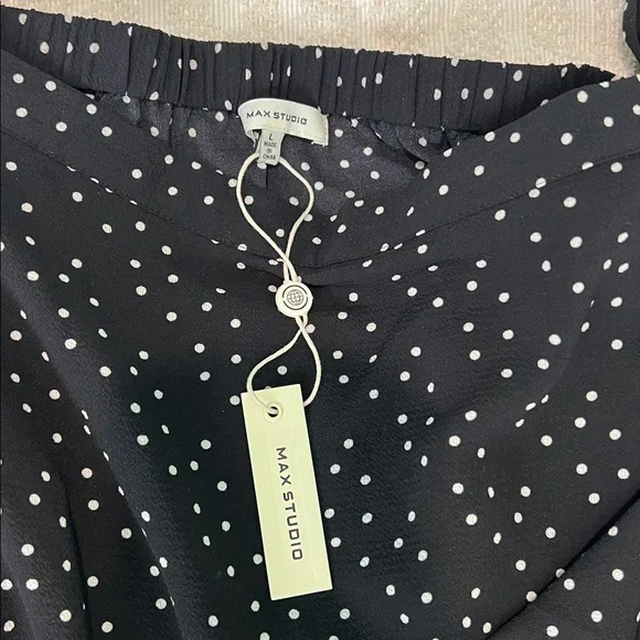 Max Studio Black and White Polka Dot Wrap Skirt - Picture 2 of 4
